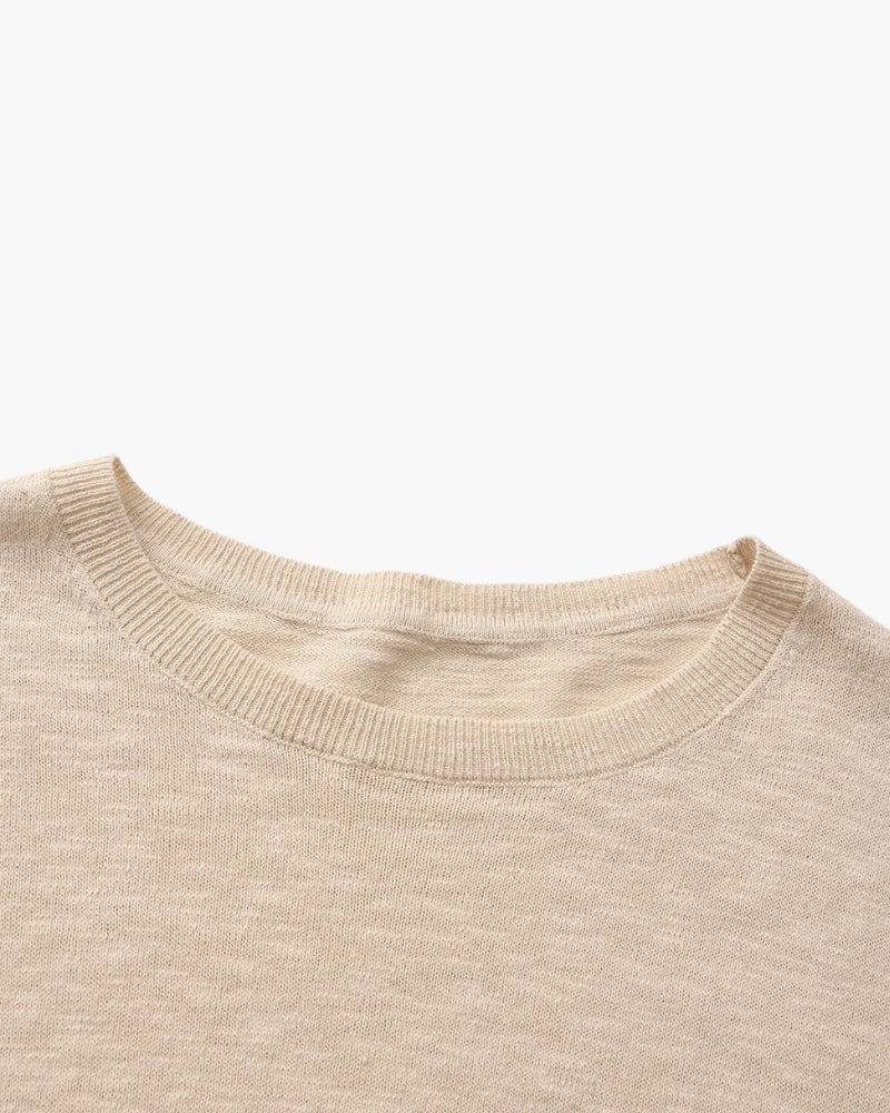Linen Cotton Essential Crewneck - Dalm Fashion