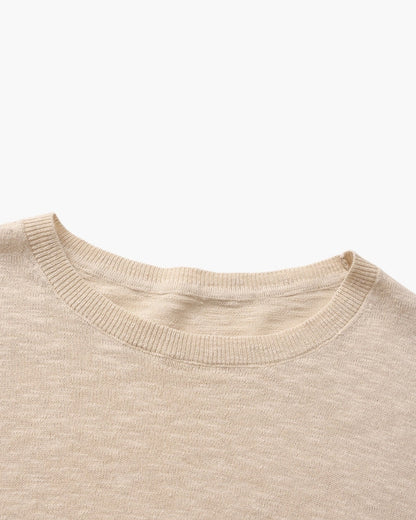 Linen Cotton Essential Crewneck - Dalm Fashion