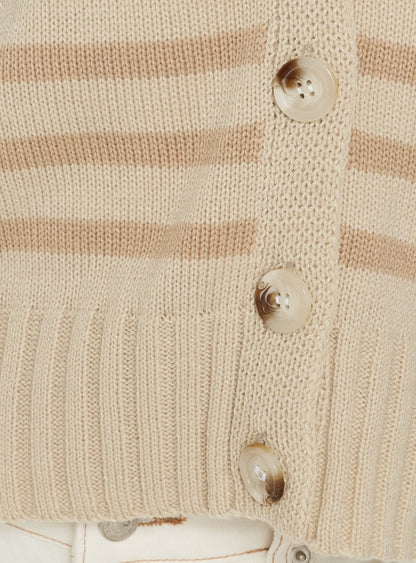 Karlson Striped Cardigan Beige Stripe