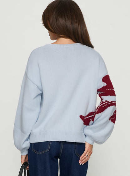 Jalenn Floral Knit Cardigan Blue / Red