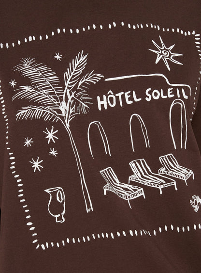 Hotel Sole Oversized Graphic Tee Brown