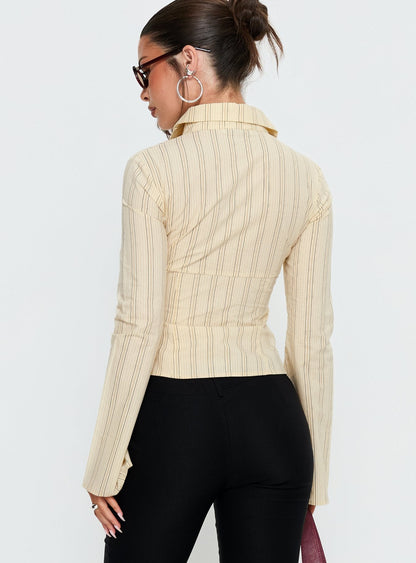 Wrenner Layered Long Sleeve Top Yellow Stripe