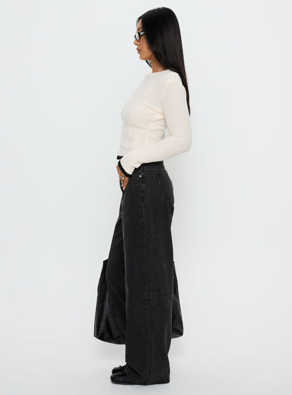 Lando Low Rise Straight Leg Jeans Washed Black