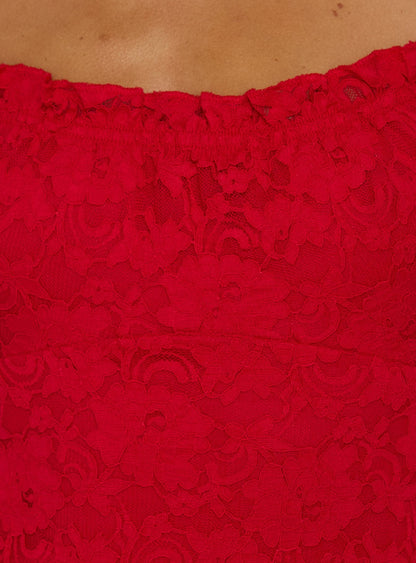 Pure Luck Lace Mini Dress Red