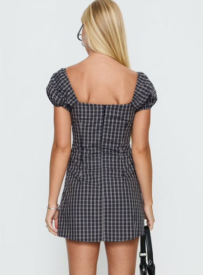 Sorynna Short Sleeve Playsuit Navy Check