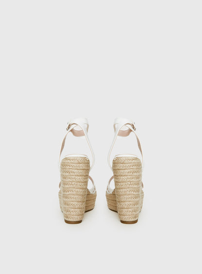 Jesper Espadrille Wedged Heels White Croc