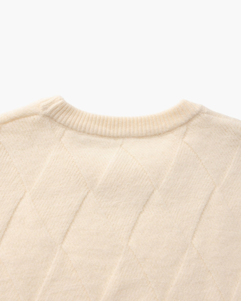 Diamond Knit Crewneck Sweater - Dalm Fashion