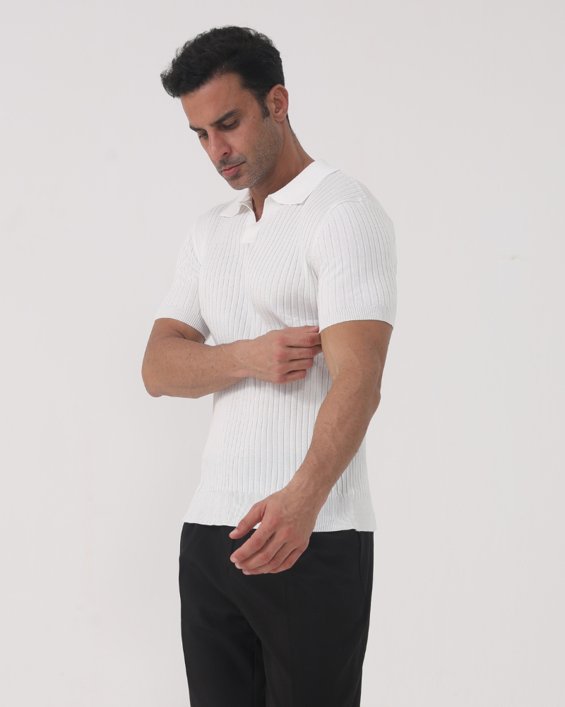 Florence - Ribbed Cotton Polo - Dalm Fashion