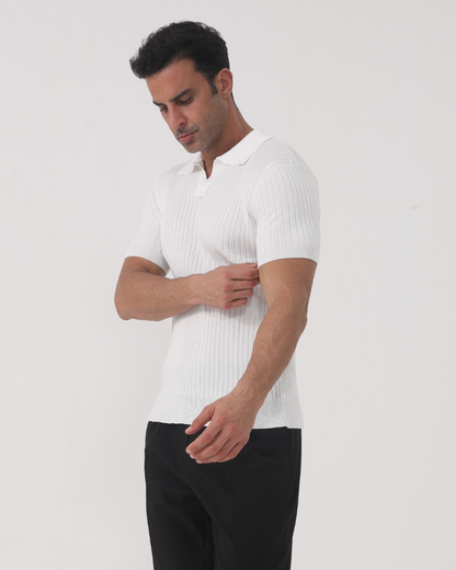 Florence - Ribbed Cotton Polo - Dalm Fashion