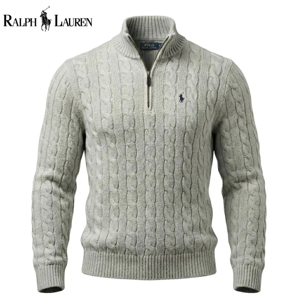 RL Chunky Cable-Knit Cotton Quarter-Zip Sweater - Dalm Fashion