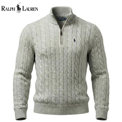 RL Chunky Cable-Knit Cotton Quarter-Zip Sweater - Dalm Fashion