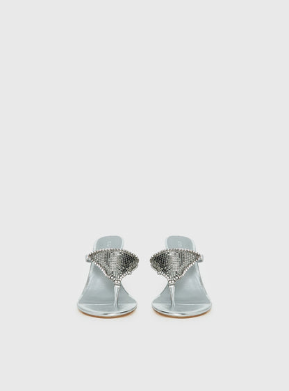 Miss You More Glitter Mesh Heels Silver