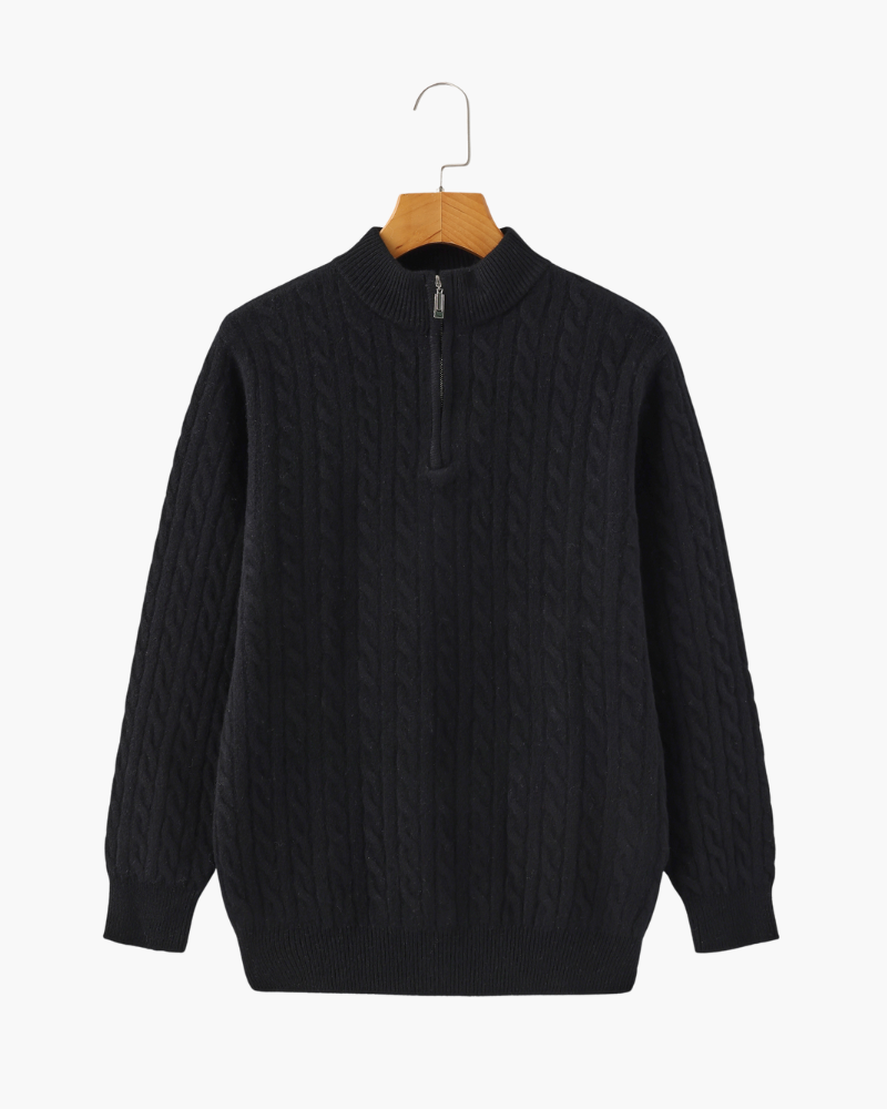 100% Cashmere Woven Half Zip - Dalm Fashion