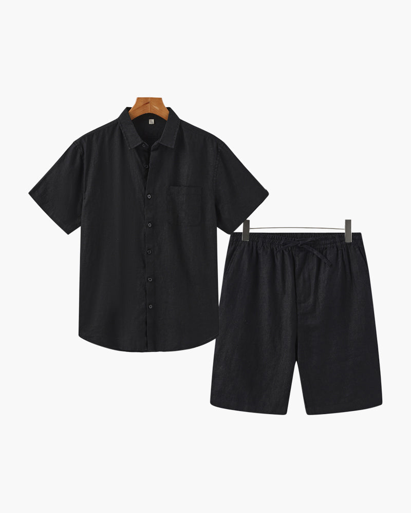 Linen Combo Set with Shorts - Dalm Fashion