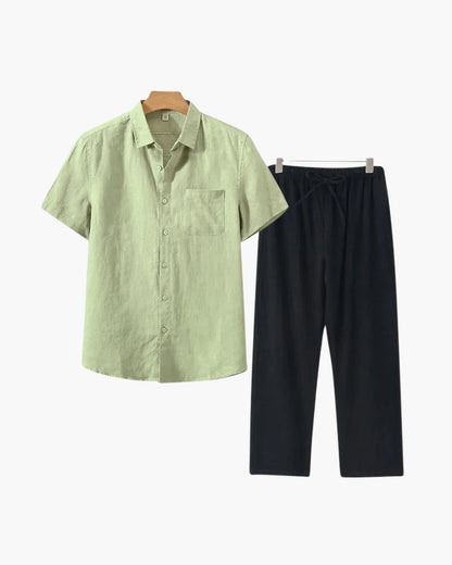 Linen Combo Set (Short Sleeve) - Dalm Fashion