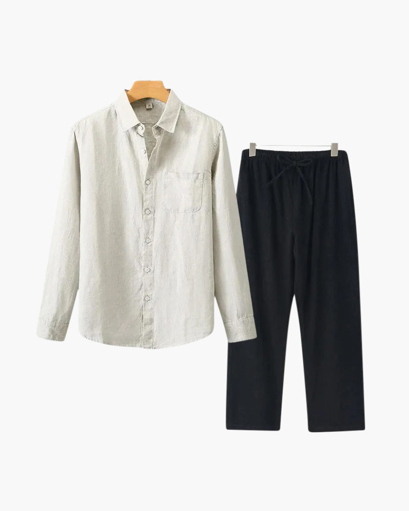 Linen Combo Set (Long Sleeve) - Dalm Fashion