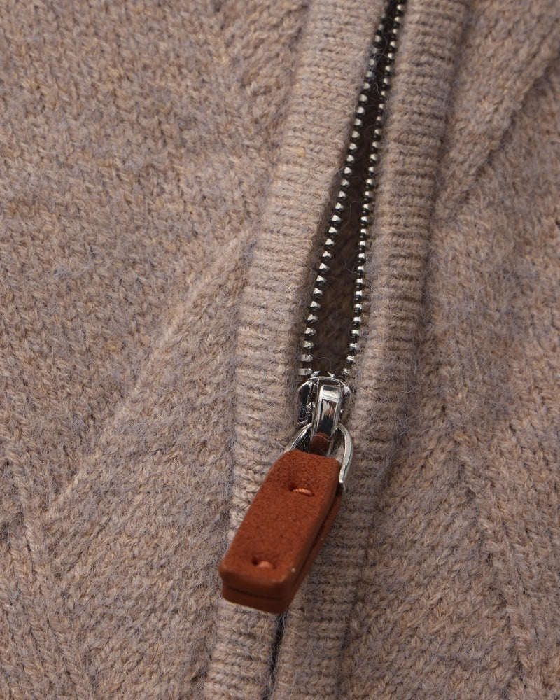Heritage Diamond Knit Zip Cardigan - Dalm Fashion