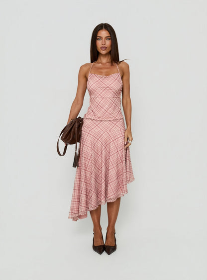 Waverlee Halter Top Pink Check