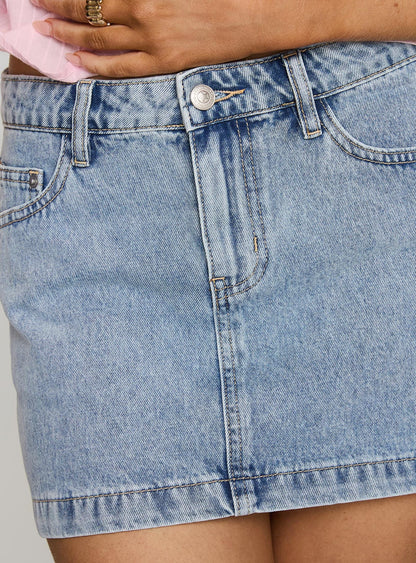 Nickei Denim Mini Skirt Light Wash