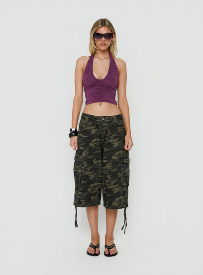 Opalite Ruched Halter Top Plum