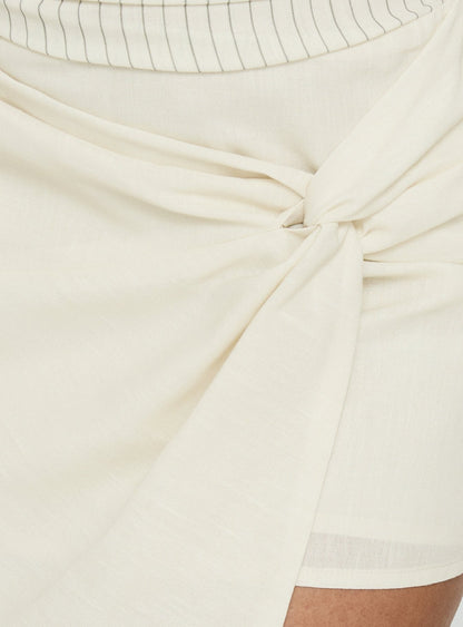 Mirello Halter Wrap Mini Dress Yellow Stripe