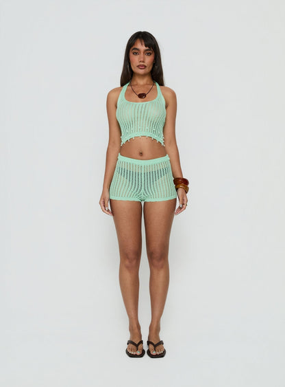 Next Level Knit Halter Top Green