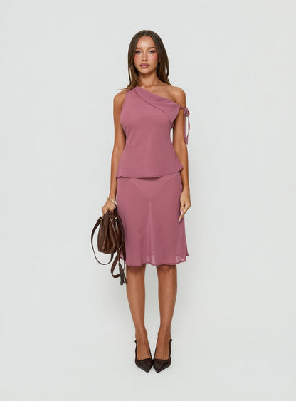 Vianna Sheer Midi Skirt Pink