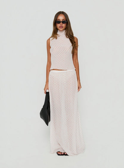 Ford Maxi Skirt White / Red Polka Dot