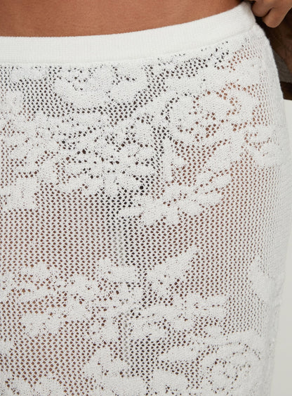 Opresia Crochet Maxi Skirt White