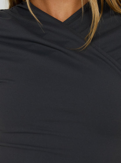 Daily Define Wrap Over Short Sleeve Top Slate Grey