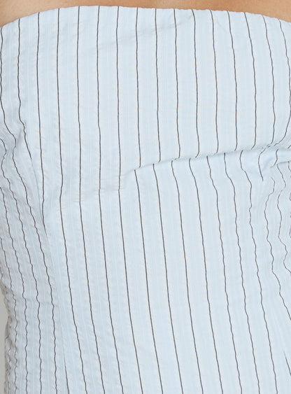 Yumiko Strapless Romper Blue Stripe