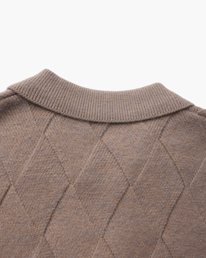 Heritage Diamond Knit Zip Cardigan - Dalm Fashion