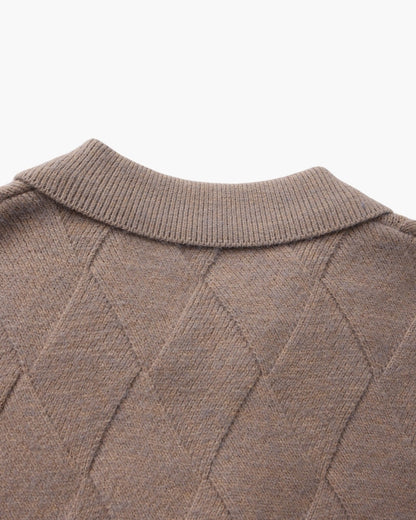Heritage Diamond Knit Zip Cardigan - Dalm Fashion