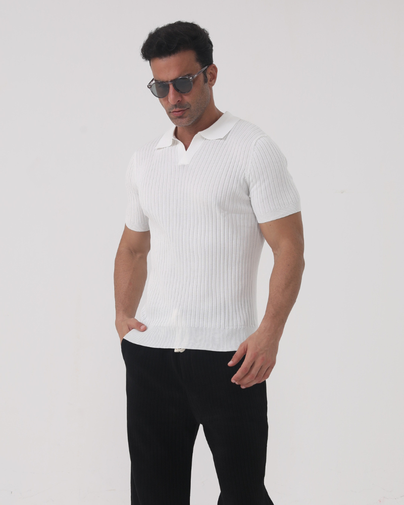 Florence - Ribbed Cotton Polo - Dalm Fashion