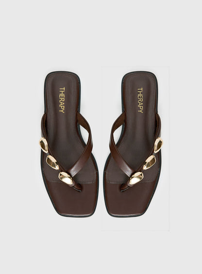 Therapy Guise Hardware Detail Sandals Brown / Gold
