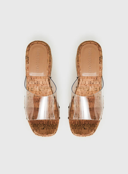 Pale Moonlight Platform Heels Cork / Clear