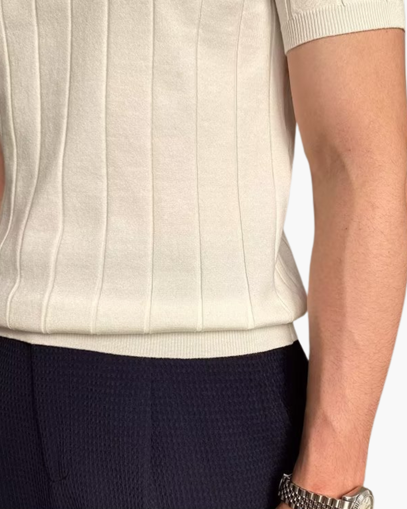 Cannes Ribbed Cotton Polo - Dalm Fashion