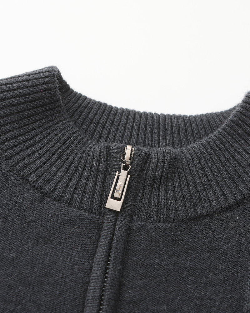 100% Cashmere Ribbed Half Zip - Dalm Fashion