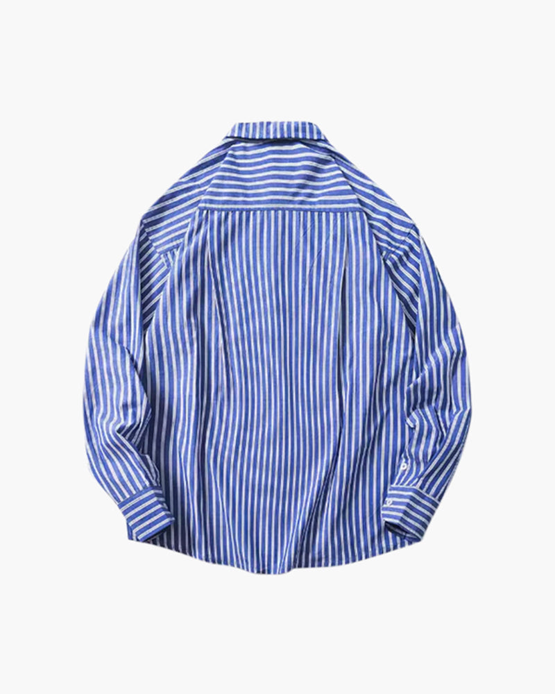 Oversized Striped Shirt - Dalm Fashion