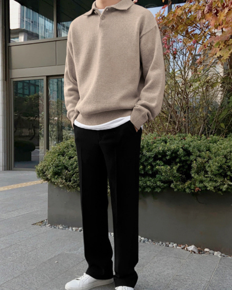 Woolen Button Half Zip - Dalm Fashion