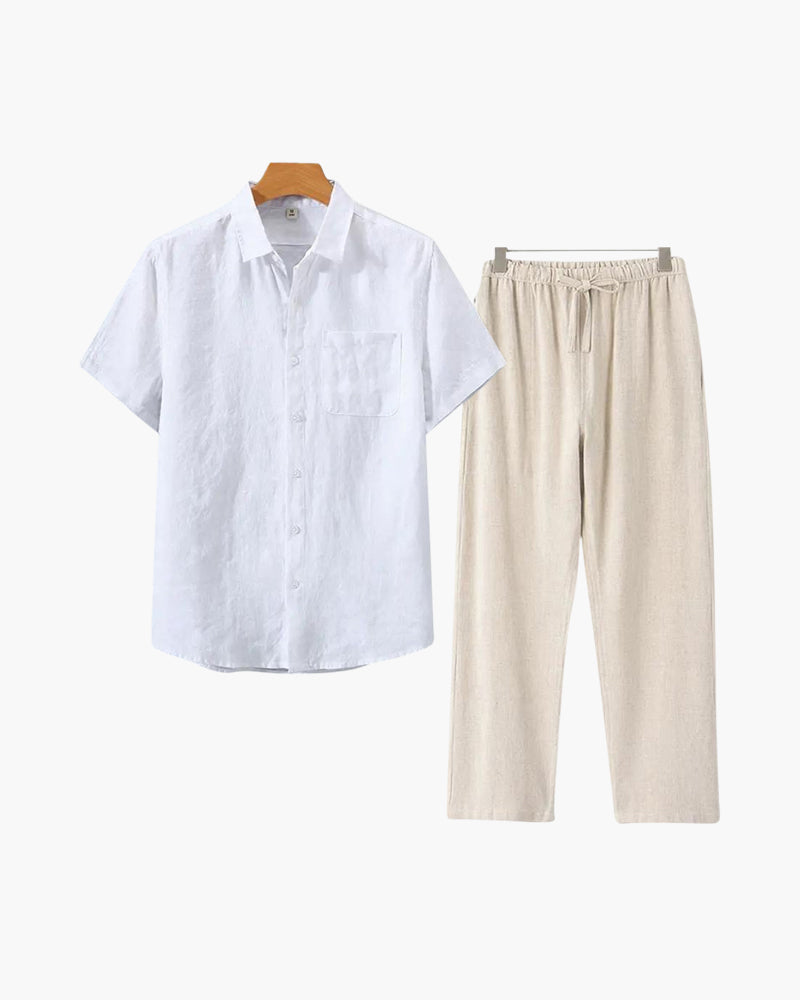 Linen Combo Set (Short Sleeve) - Dalm Fashion