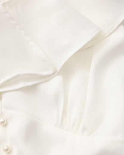 Pearl Button Ruffle Midi Dress - Dalm Fashion