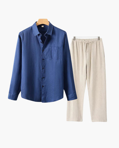 Linen Combo Set (Long Sleeve) - Dalm Fashion
