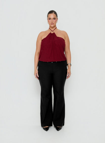 Yevina Eyelet Flare Pant Black Curve