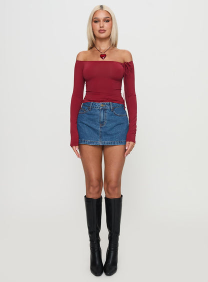 Nicolina Low Rise Denim Mini Skirt Light Wash Petite