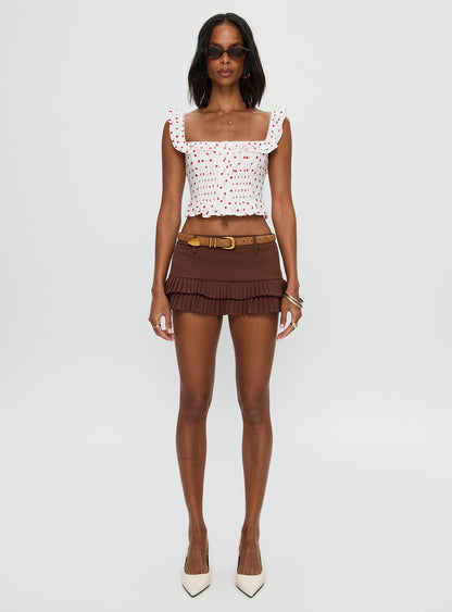 Isadoria Frill Top White / Red Polka