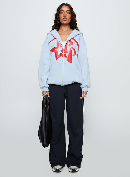 Starblazer Zip Up Graphic Hoodie Blue / Red