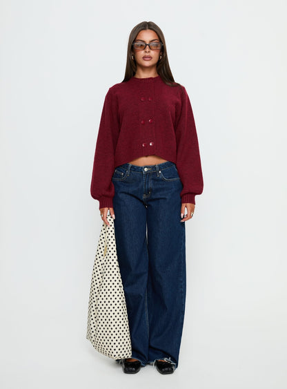 Kammi Button Up Cardigan Red
