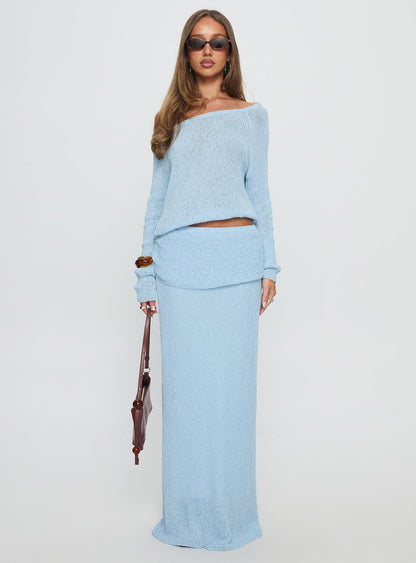 Ravira Wide Neck Knit Sweater Blue