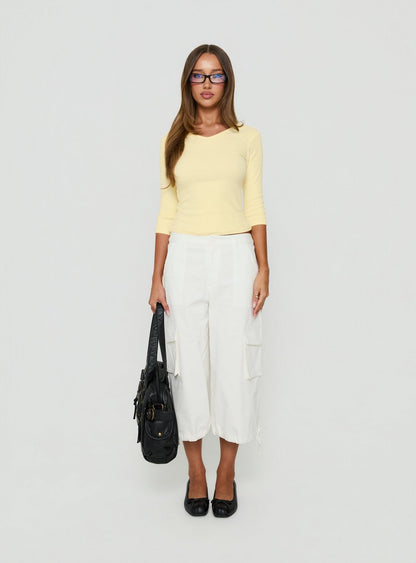 Bridgeta V Neck 3/4 Sleeve Top Lemon